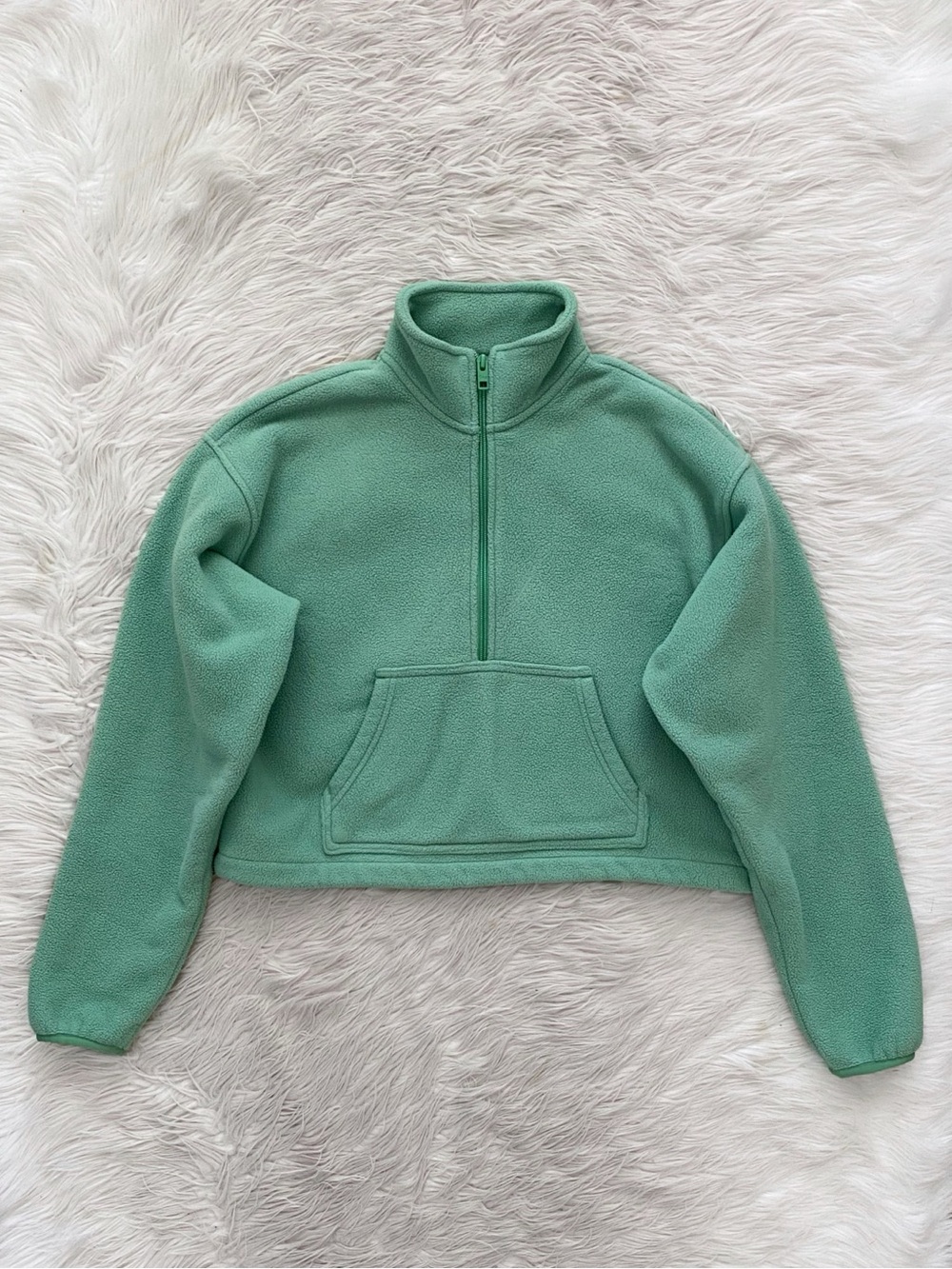 Aritzia TNA Lena Polar 1/2 Half Zip Fleece Sweater Pullover Light Green S - Picture 1 of 11